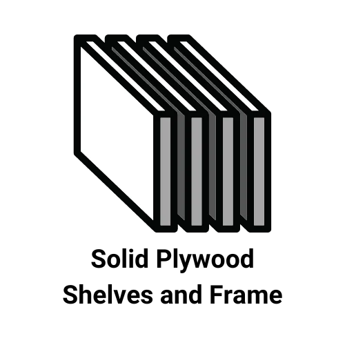 solid plywood shelves and frame icon